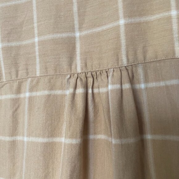 UNIQLO Beige and White Windowpane Long Sleeve Button Down Shirt Size L - Picture 3 of 5